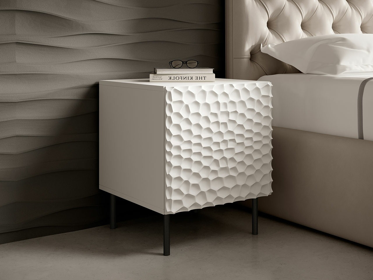 Een set nachtkastjes Charlotte 172 (Wit + Zwart)