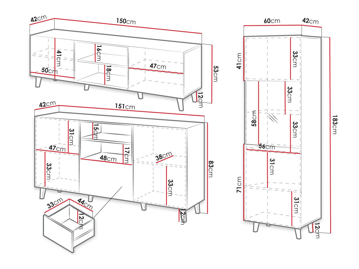 Woonkamerset Comes I (Zwart + Wotan eik)