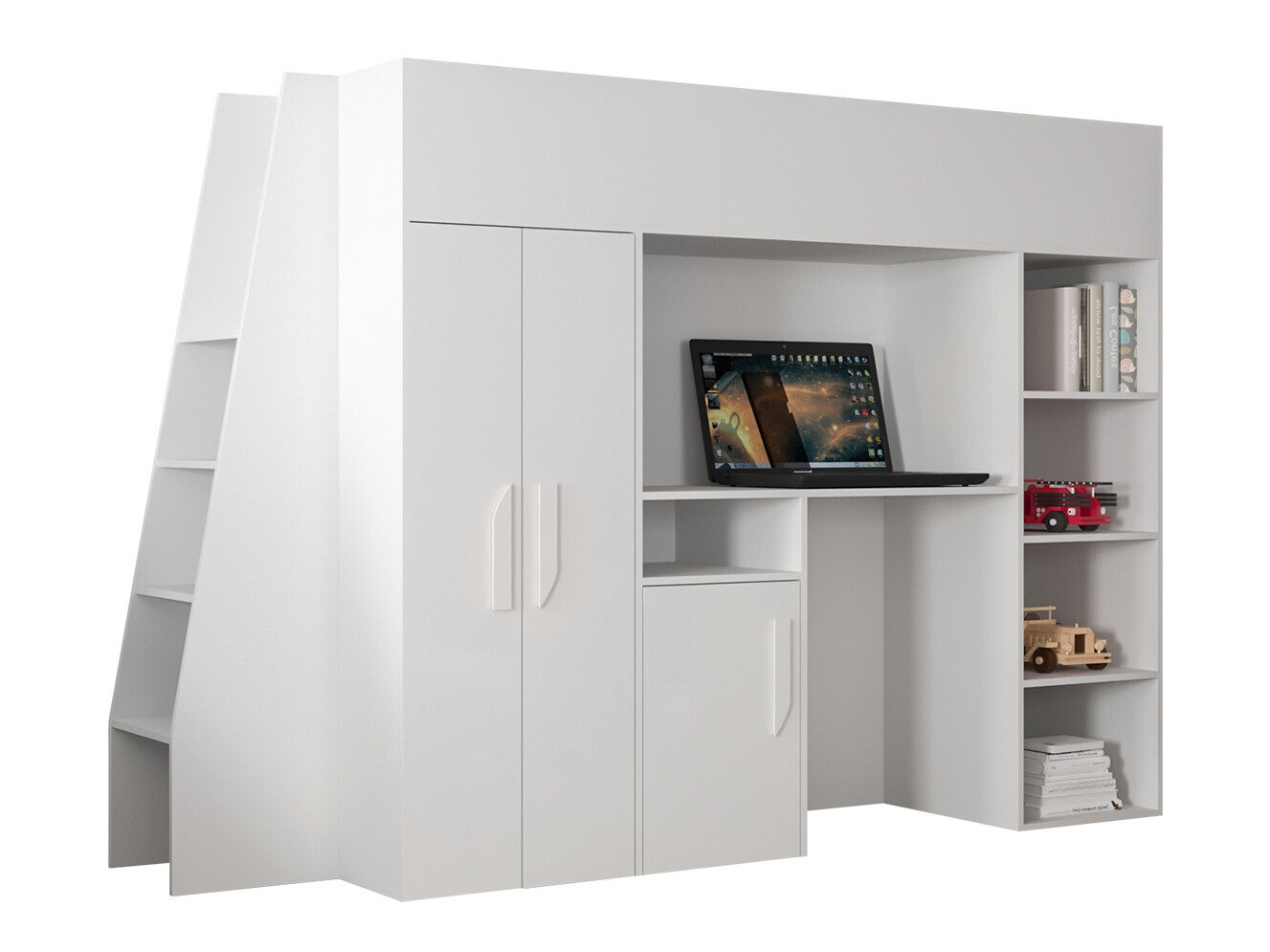 Hoog bed Hartford 355 (Wit + Glanzend wit)