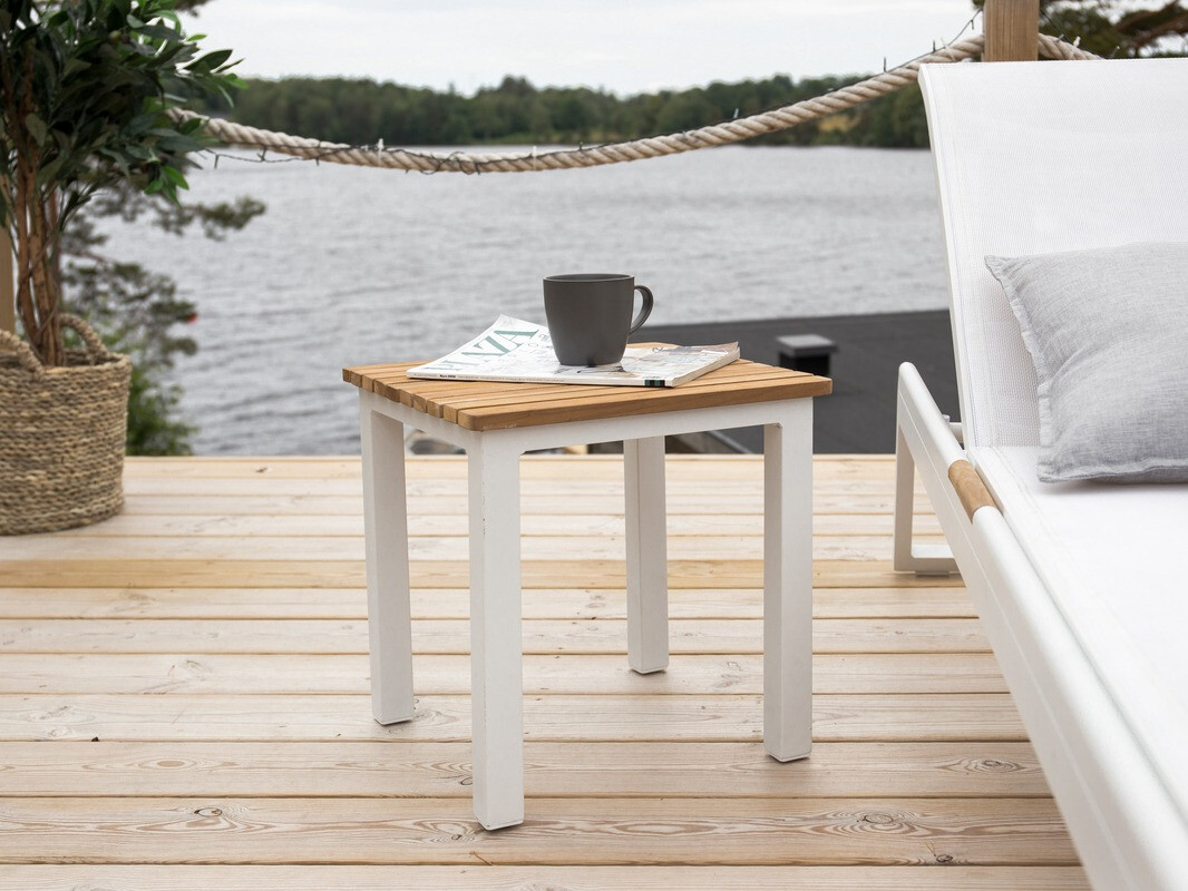 Salontafel voor buiten Dallas 733 (Licht hout + Wit)