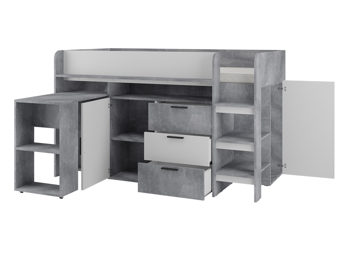 Hoog bed Hartford 363 (Beton + Wotan eik)