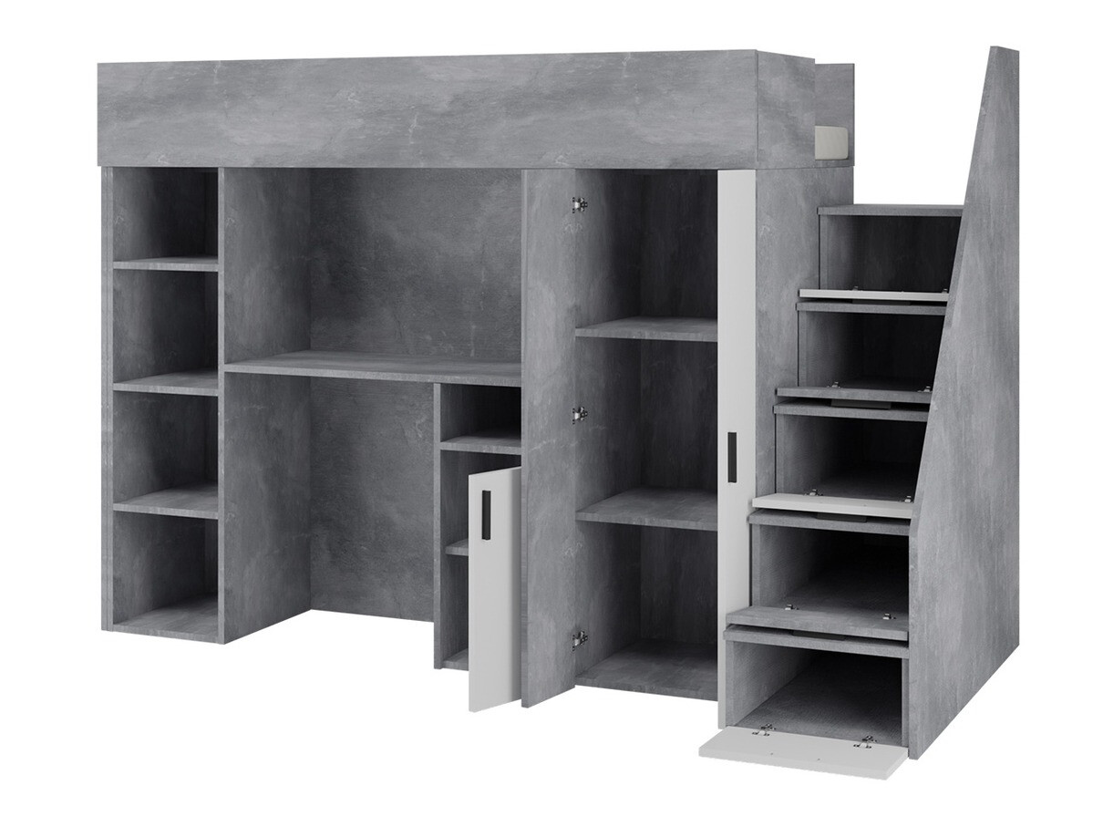 Hoog bed Hartford 365 (Beton + Zwart)