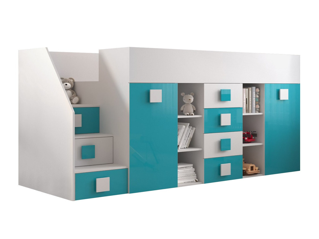 Hoogslaper Hartford 366 (Wit + Glans Turquoise + Glanzend wit)