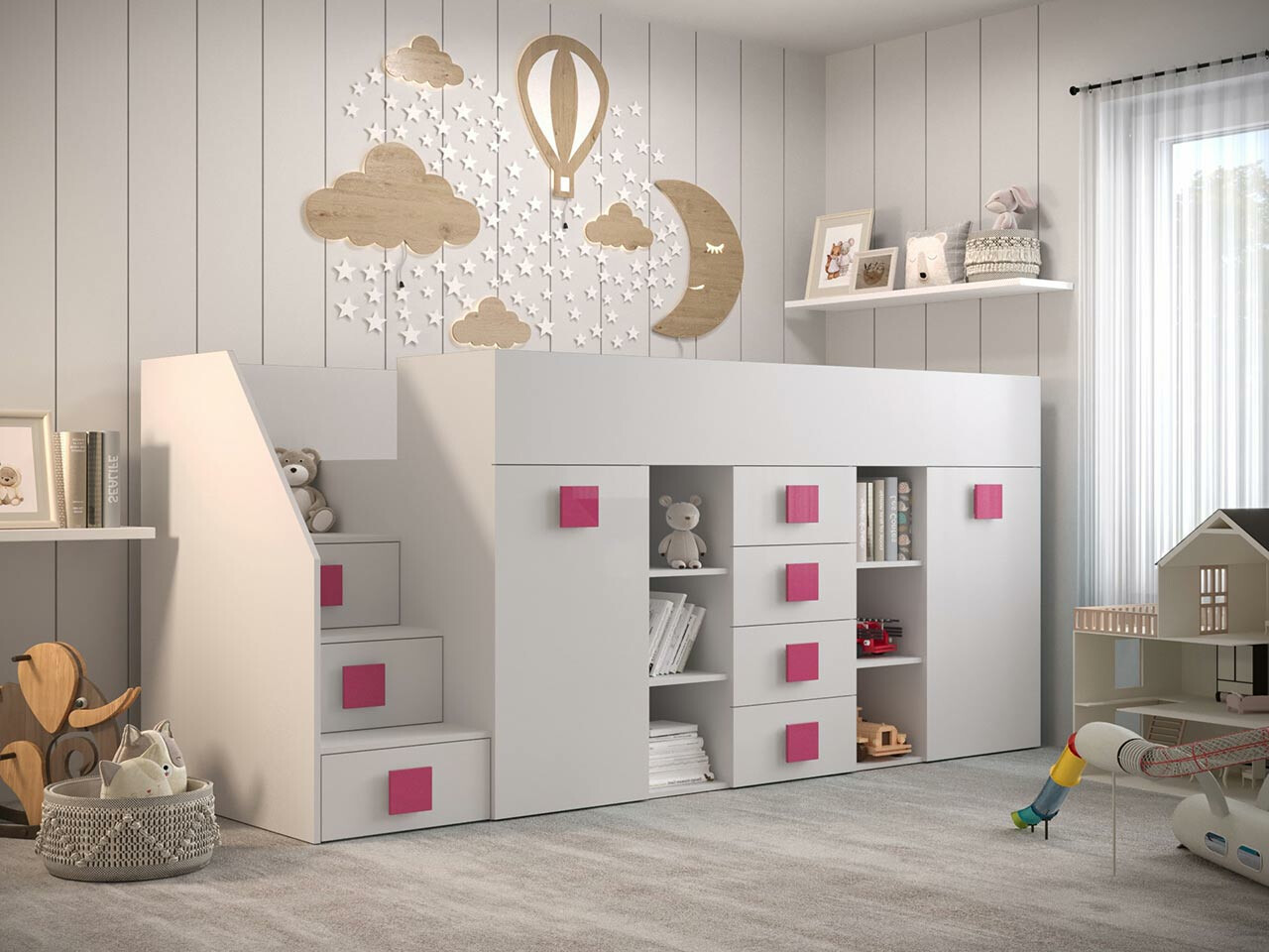 Hoogslaper Hartford 366 (Wit + Glanzend wit + Roze)