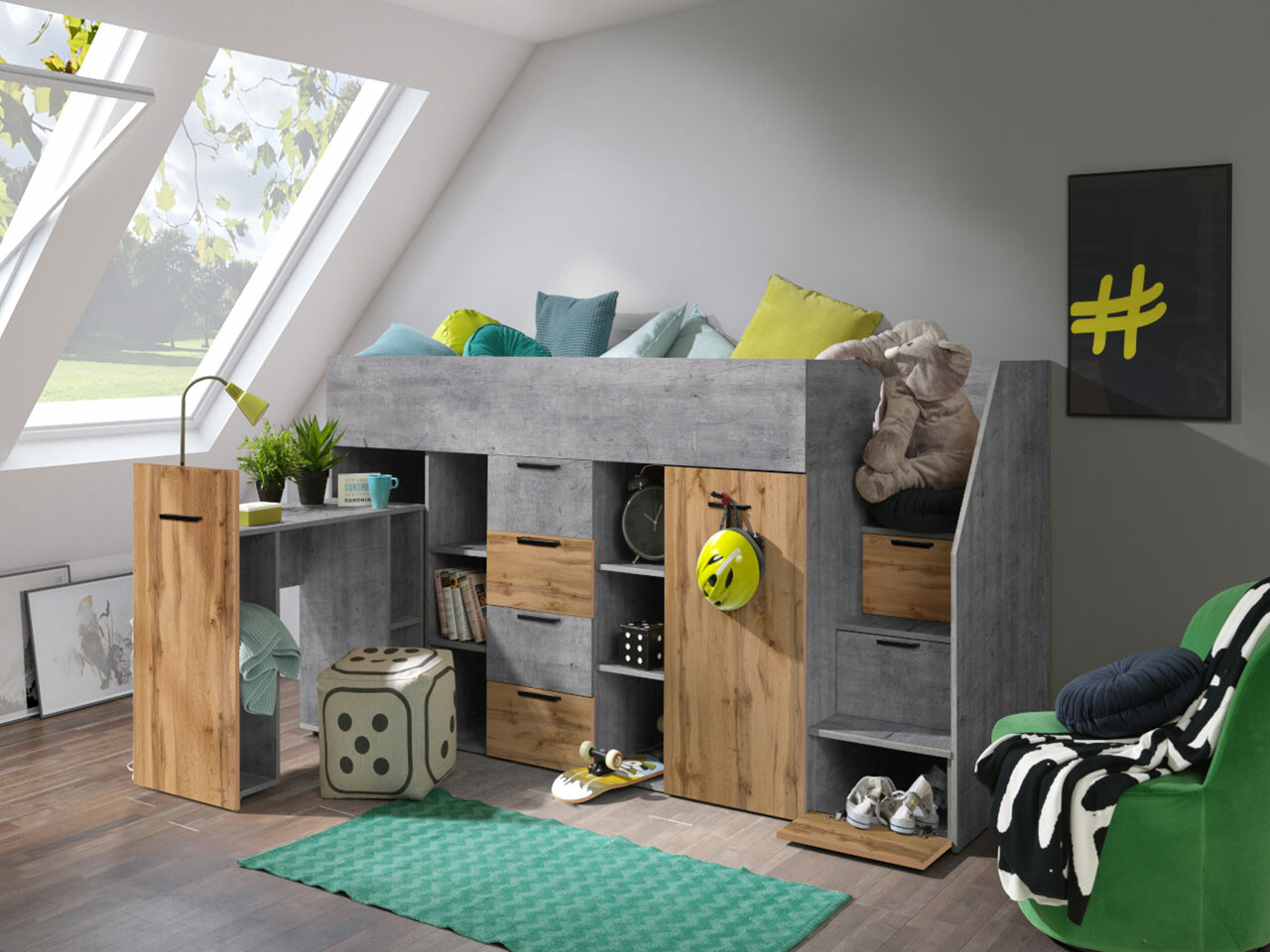 Hoogslapers Hartford 364 (Beton + Wotan eik)