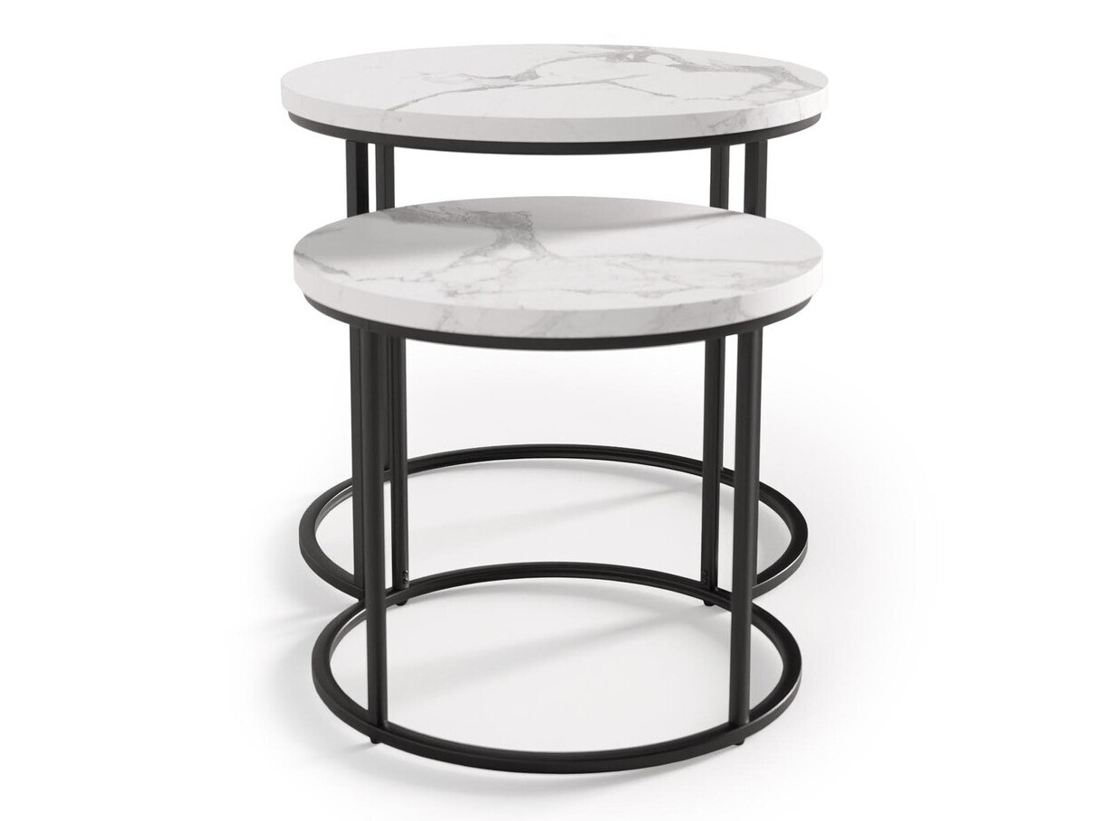 Salontafel set Houston 951 (Wit marmer + Zwart)