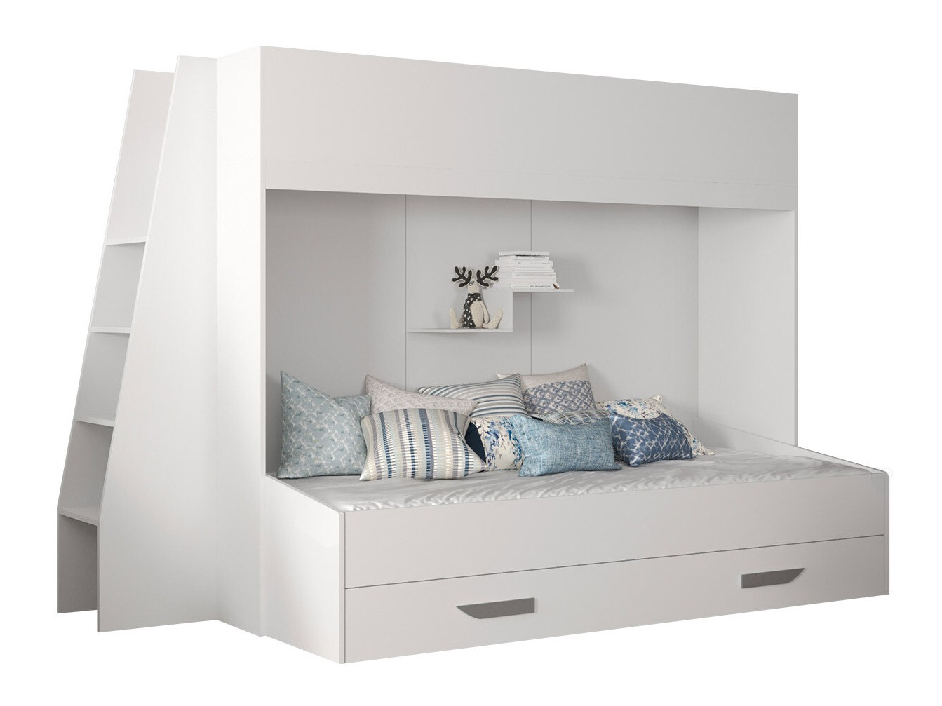 Stapelbed Hartford 357 (Wit + Glanzend wit + Grijs)