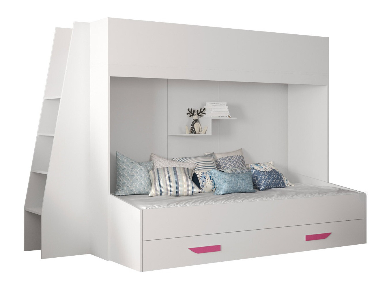 Stapelbed Hartford 357 (Wit + Glanzend wit + Roze)