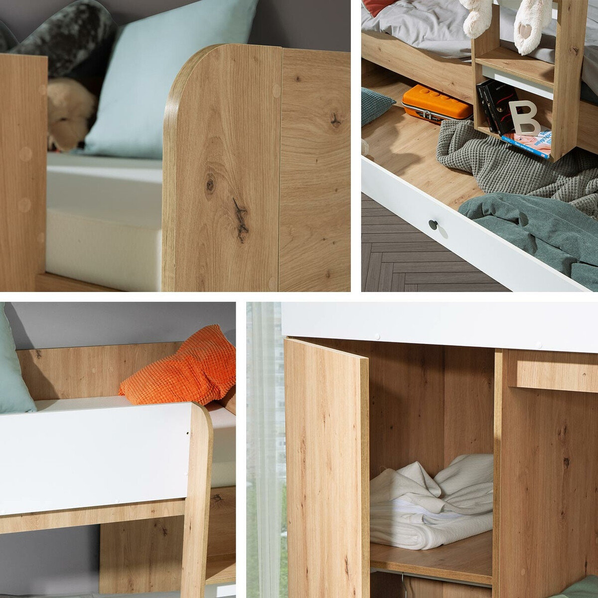 Stapelbed Hartford 360 (Artisan eiken + Zwart)