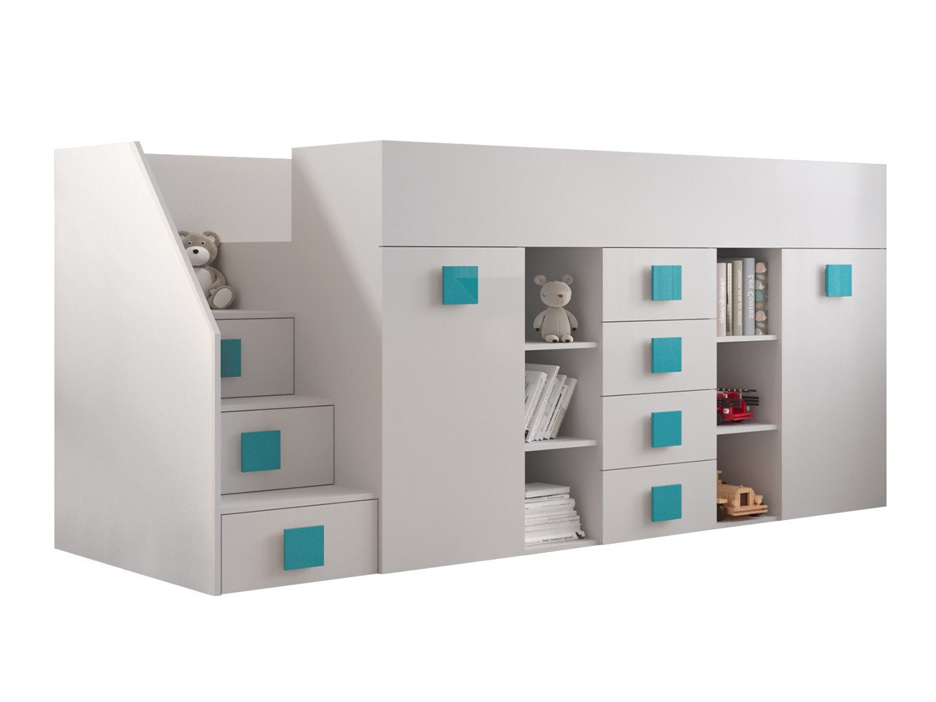 Hoogslaper Hartford 366 (Wit + Glanzend wit + Turquoise)