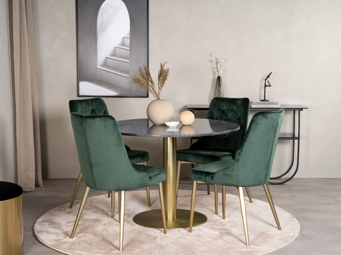 Eetkamerset Dallas 370 (Groen + Gouden)