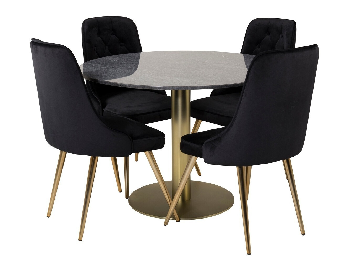 Eetkamerset Dallas 370 (Zwart + Gouden)