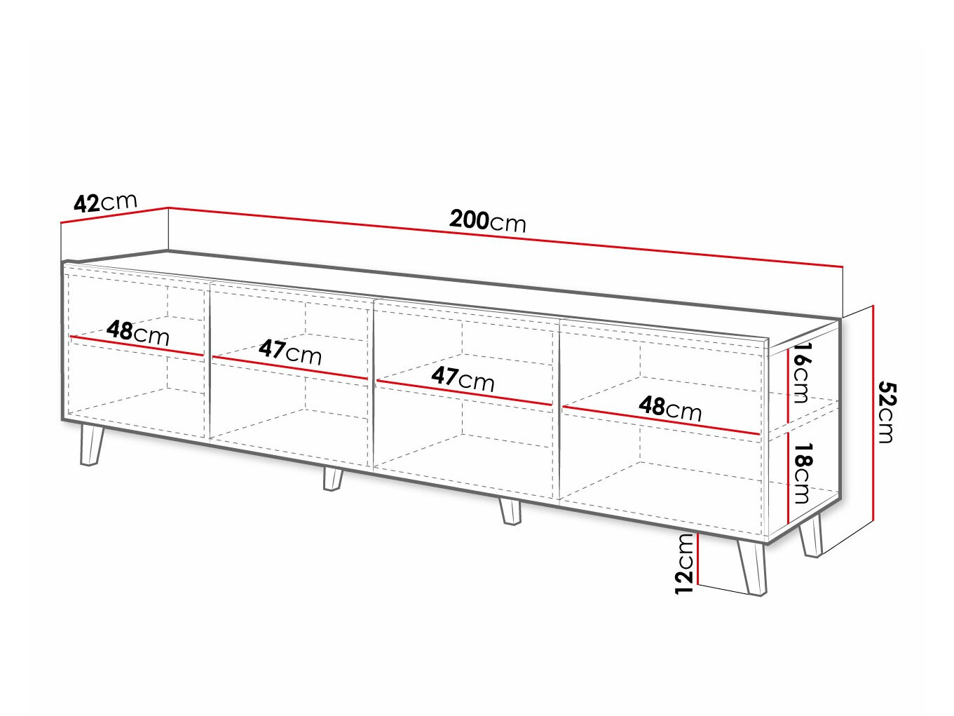 TV-meubel Charlotte 176 (Wit)