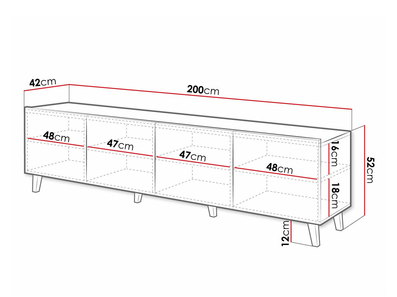 TV-meubel Charlotte 176 (Zwart)