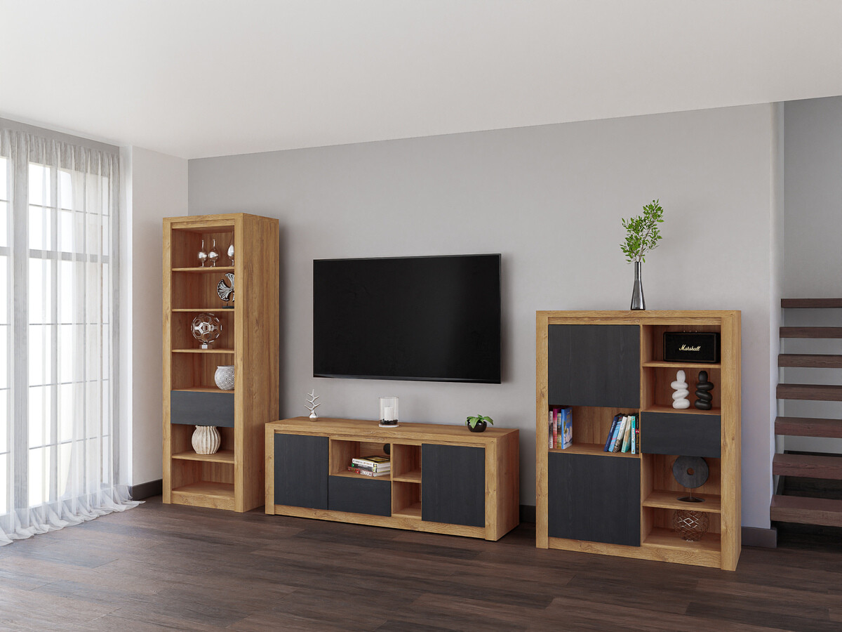 Boekenkast Boston 636 (Zwart eik + Eiken)