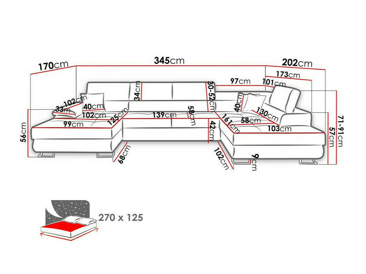 Hoekbank Comfivo 190 (Kronos 09 + Paros 05)