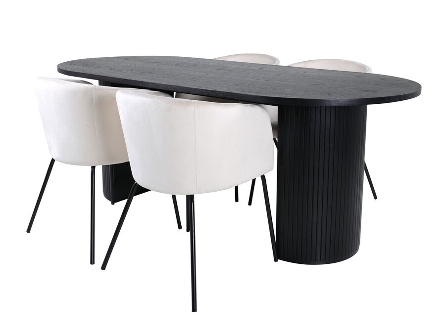 Eetkamerset Dallas 3313 (Zwart + Beige)