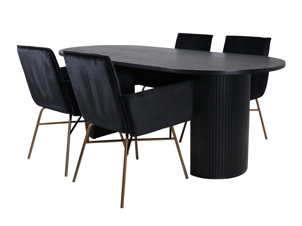 Eetkamerset Dallas 3315 (Zwart + Koper)