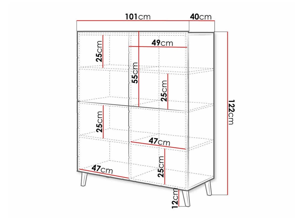 Dressoir Charlotte 179 (Zwart + Glanzend zwart)
