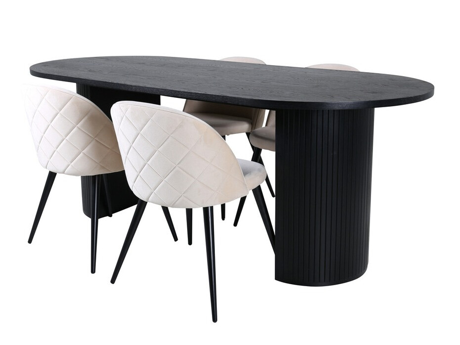 Eetkamerset Dallas 3321 (Zwart + Beige)