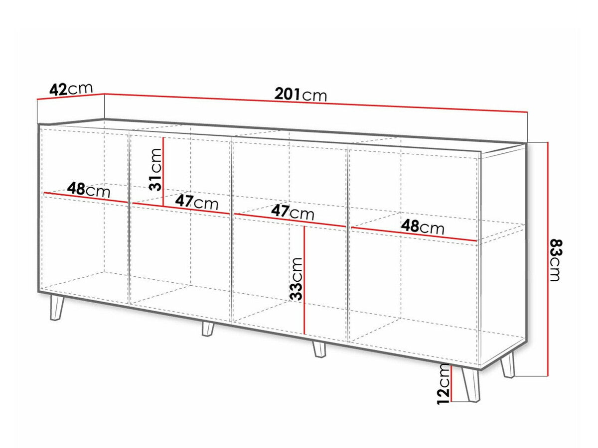 Dressoir Charlotte 180 (Zwart + Craft eiken)