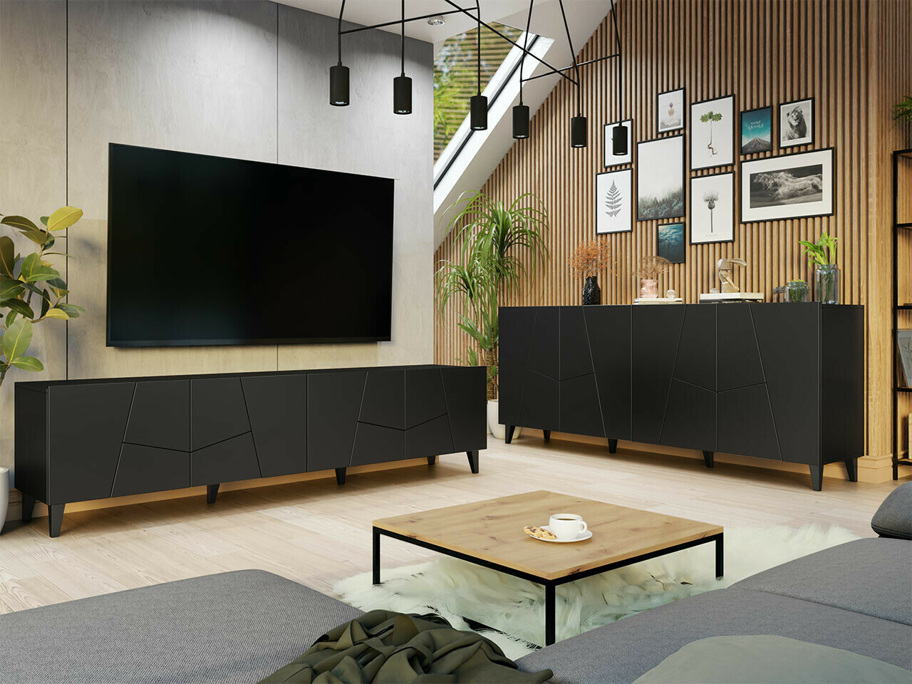 Woonkamerset Charlotte 182 (Zwart)