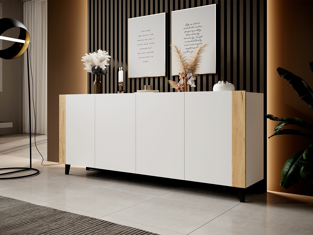 Dressoir Charlotte 183 (Wit + Craft eiken)