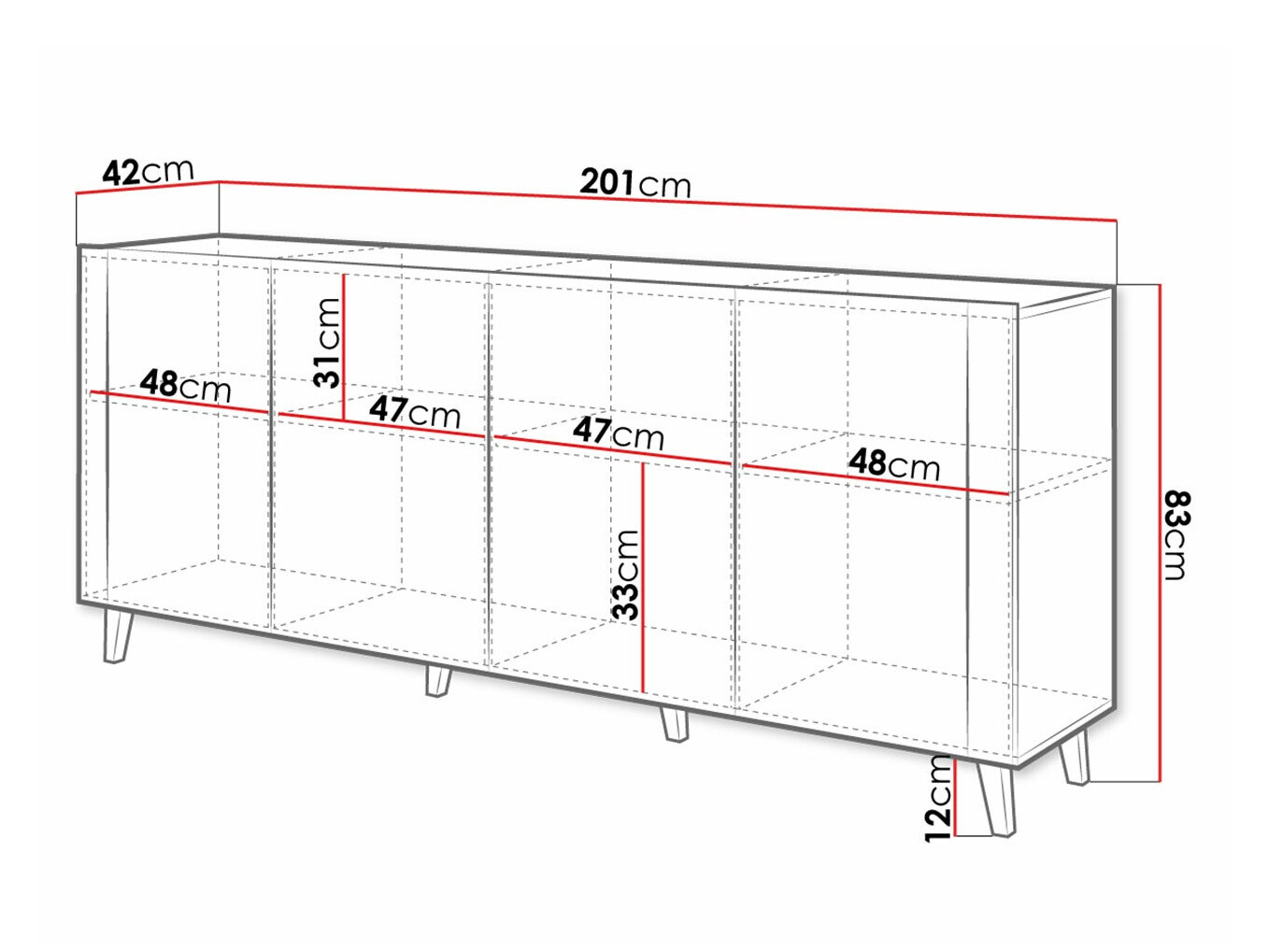 Dressoir Charlotte 183 (Wit + Craft eiken)