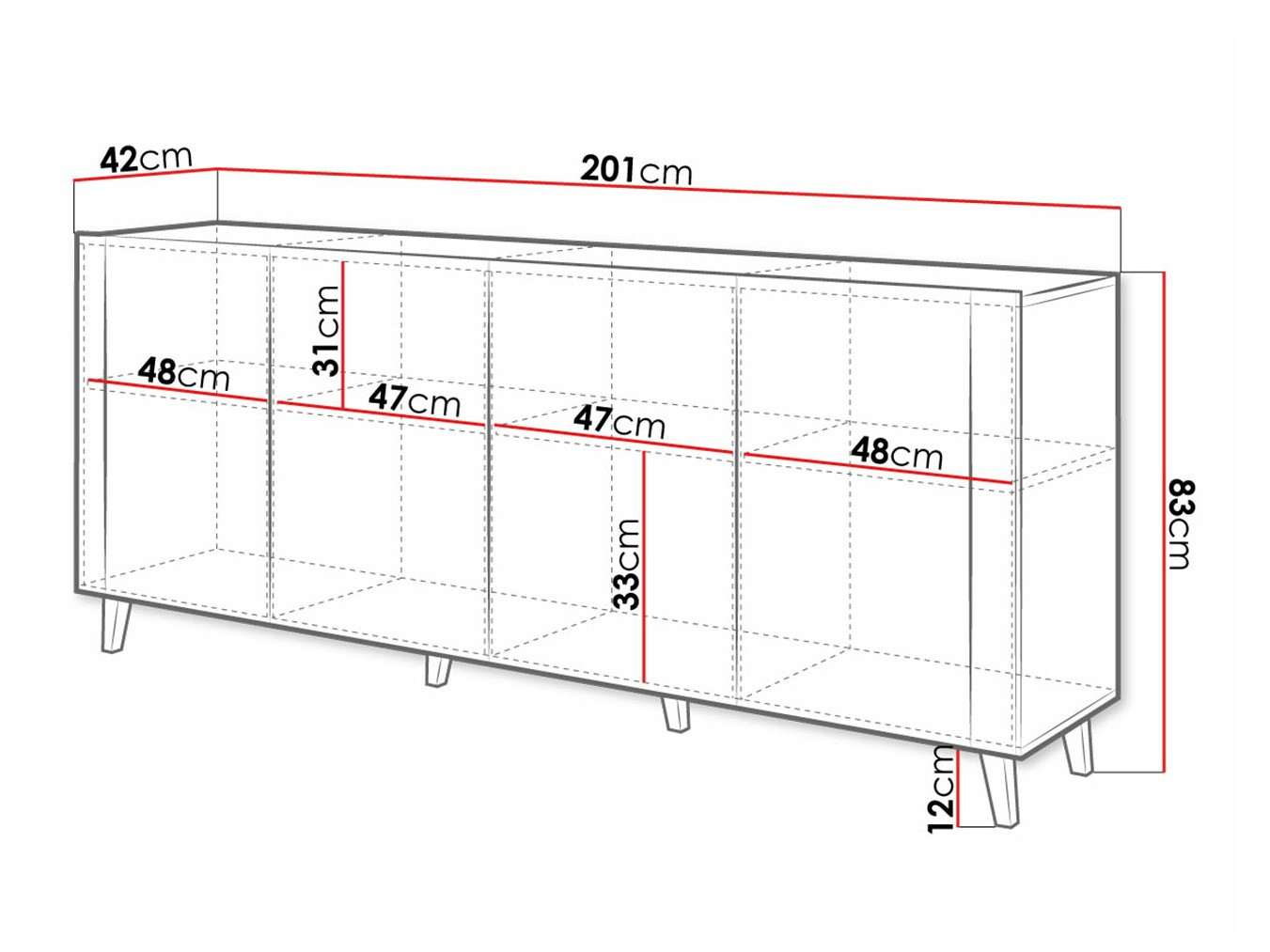 Dressoir Charlotte 183 (Zwart + Craft eiken)