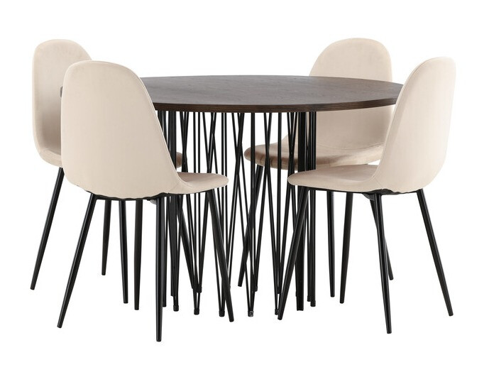 Eetkamerset Dallas 3370 (Zwart + Beige)