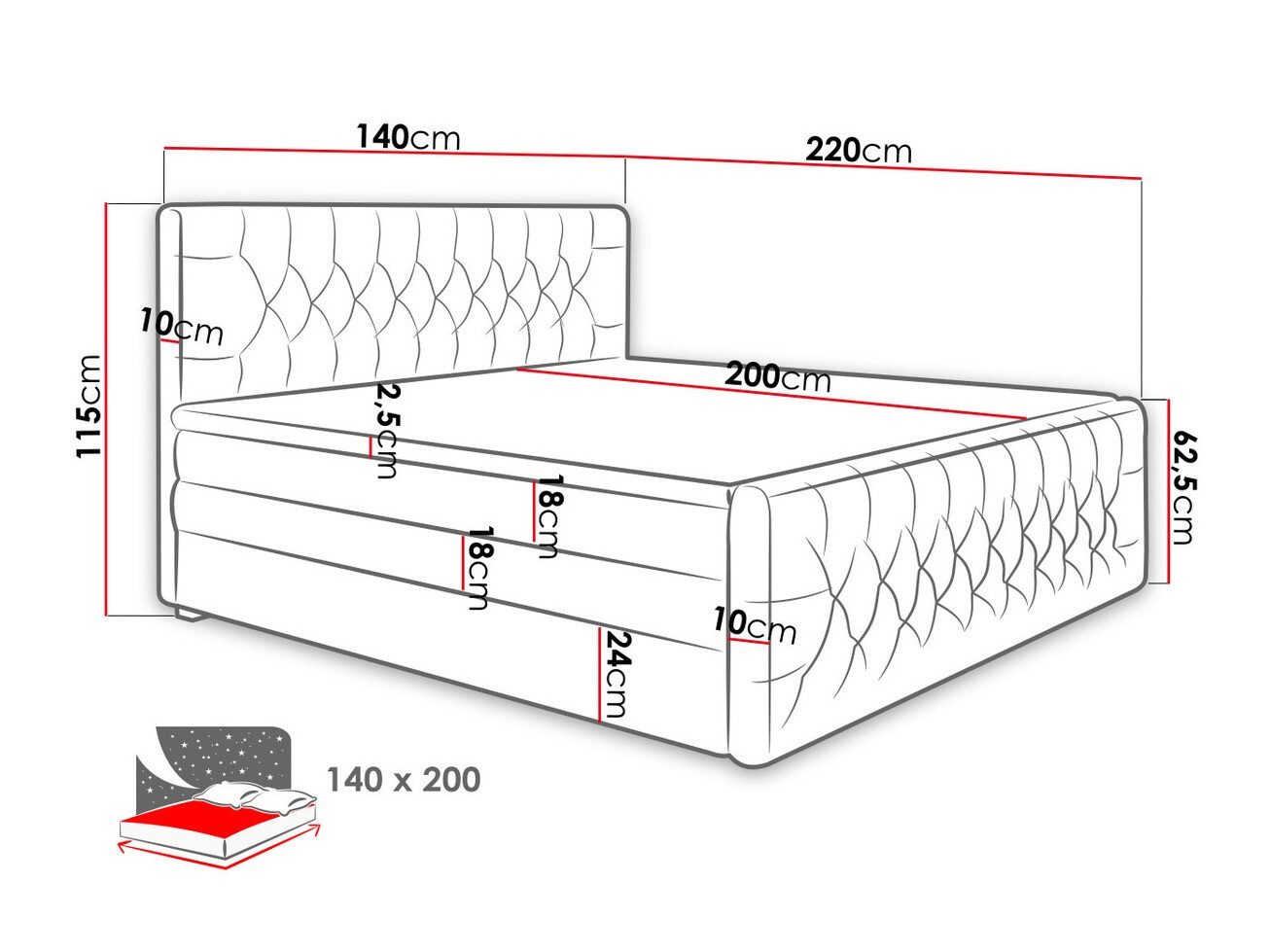 Boxspring Nashville 110 (Trinity 15)