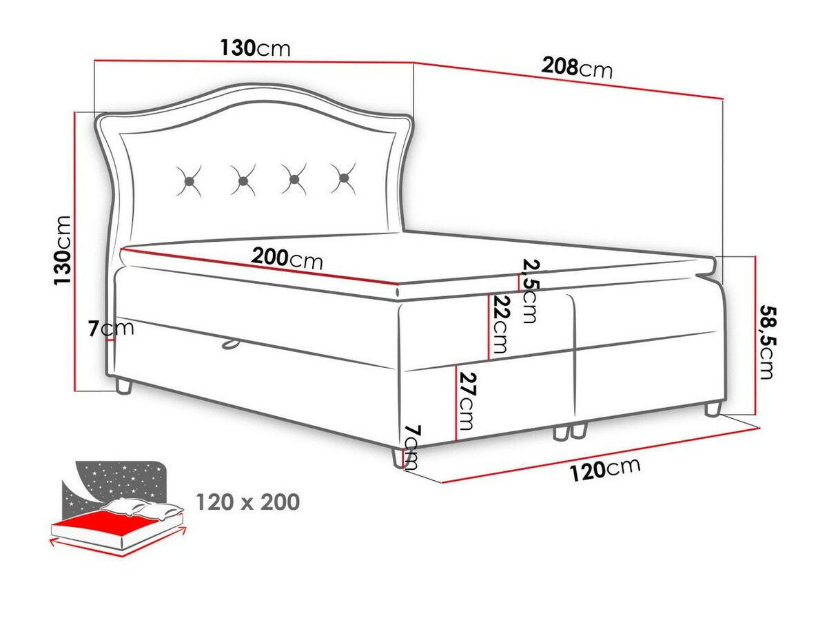 Boxspring Baltimore 135 (Magic Velvet 2207)