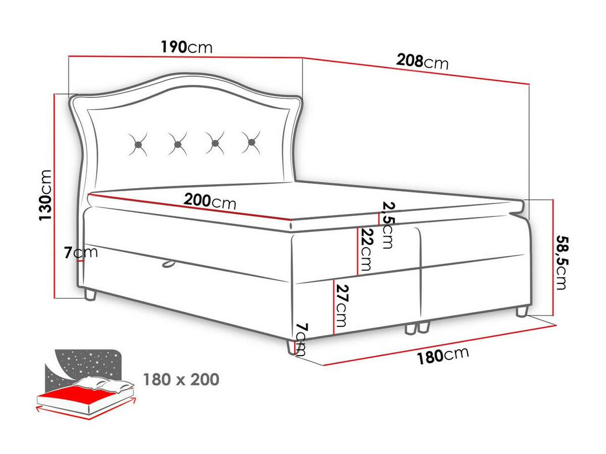Boxspring Baltimore 135 (Magic Velvet 2225)