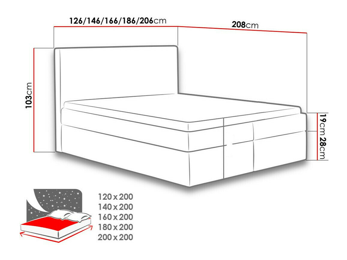 Boxspring Baltimore 126 (Velluto 10)