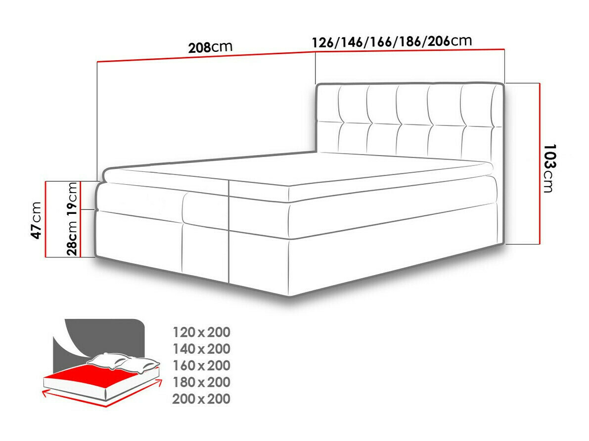 Boxspring Baltimore 128 (Rico 23)