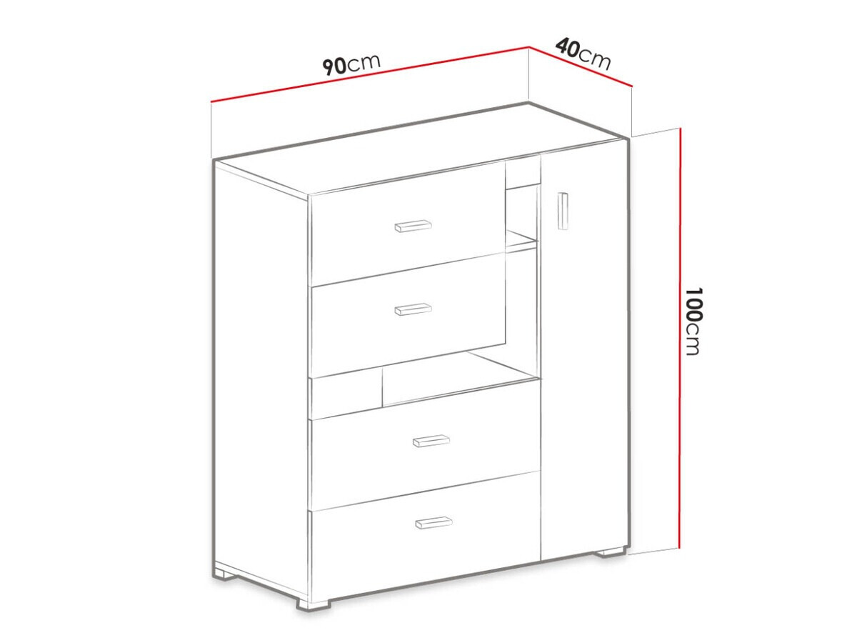 Ladekast Omaha D133 (Gebleekt grenen + Bruin)