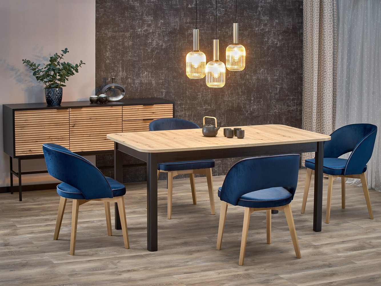 Tafel Houston 1367 (Zwart + Artisan eiken)