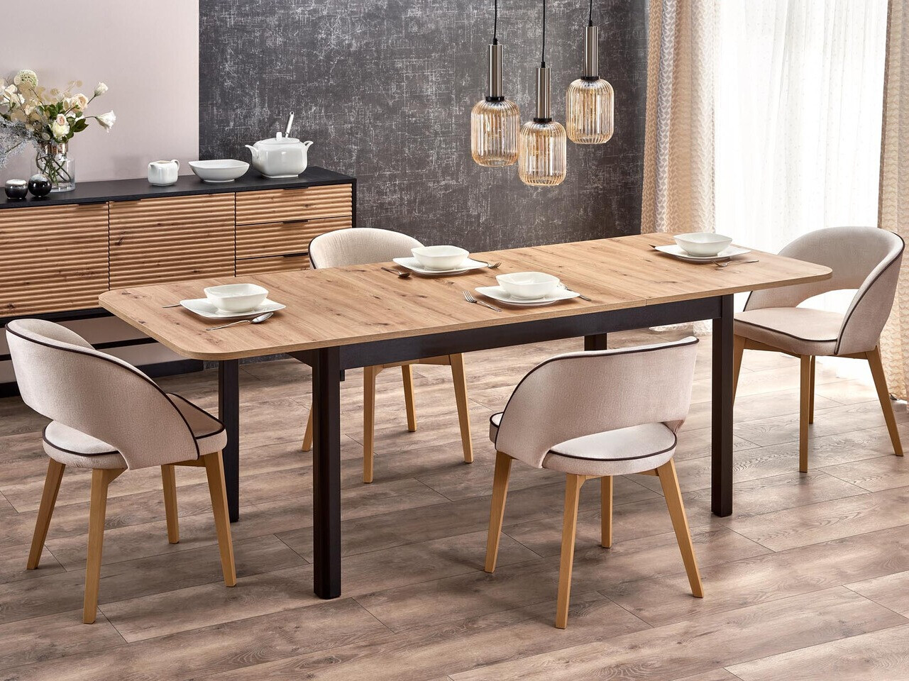 Tafel Houston 1367 (Zwart + Artisan eiken)