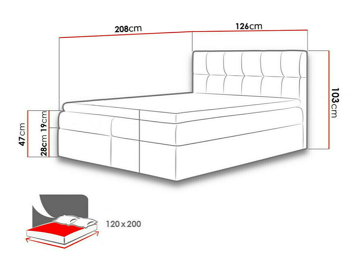 Boxspring Baltimore 128 (Rico 23)