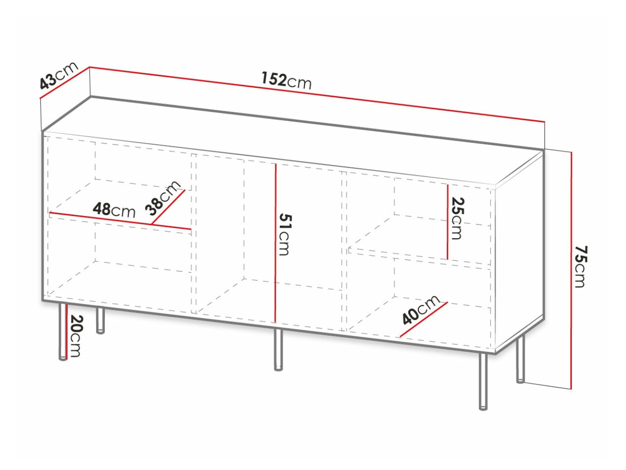 Dressoir Lorelbo 100 (Wotan eik + Zwart)