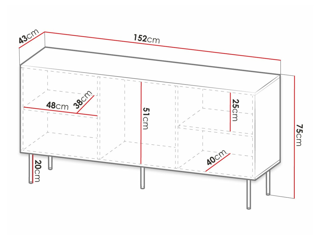 Dressoir Lorelbo 100 (Zwart + Gouden)