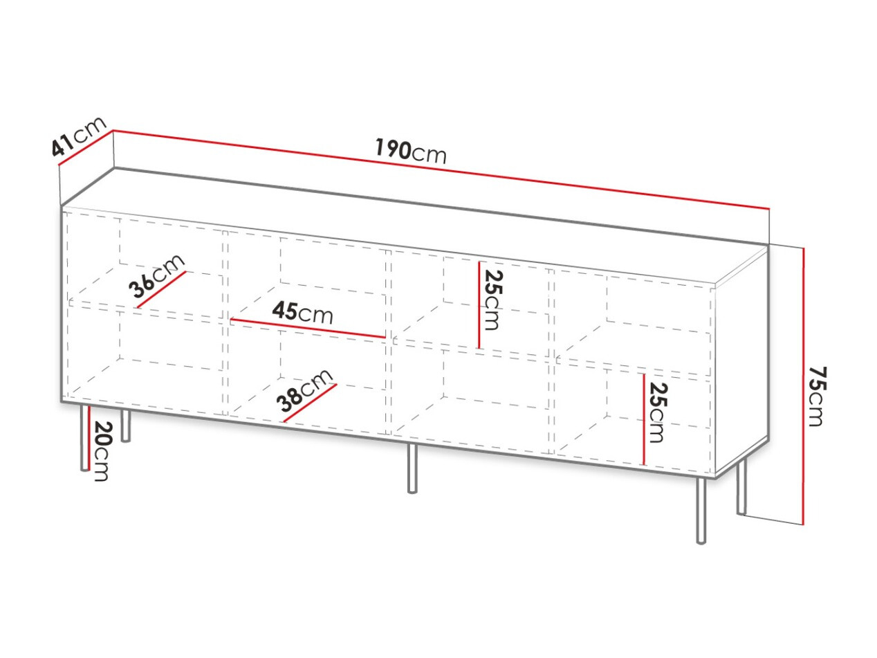 Dressoir Lorelbo 101 (Zwart + Gouden)
