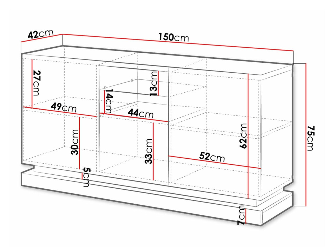 Dressoir Charlotte 186 (Wit + Glanzend wit)