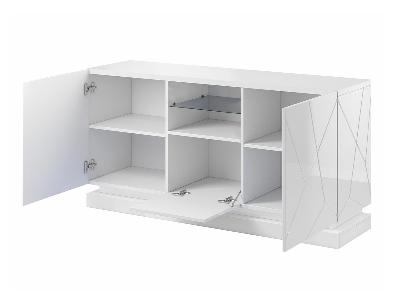 Dressoir Charlotte 186 (Zwart + Glanzend zwart)