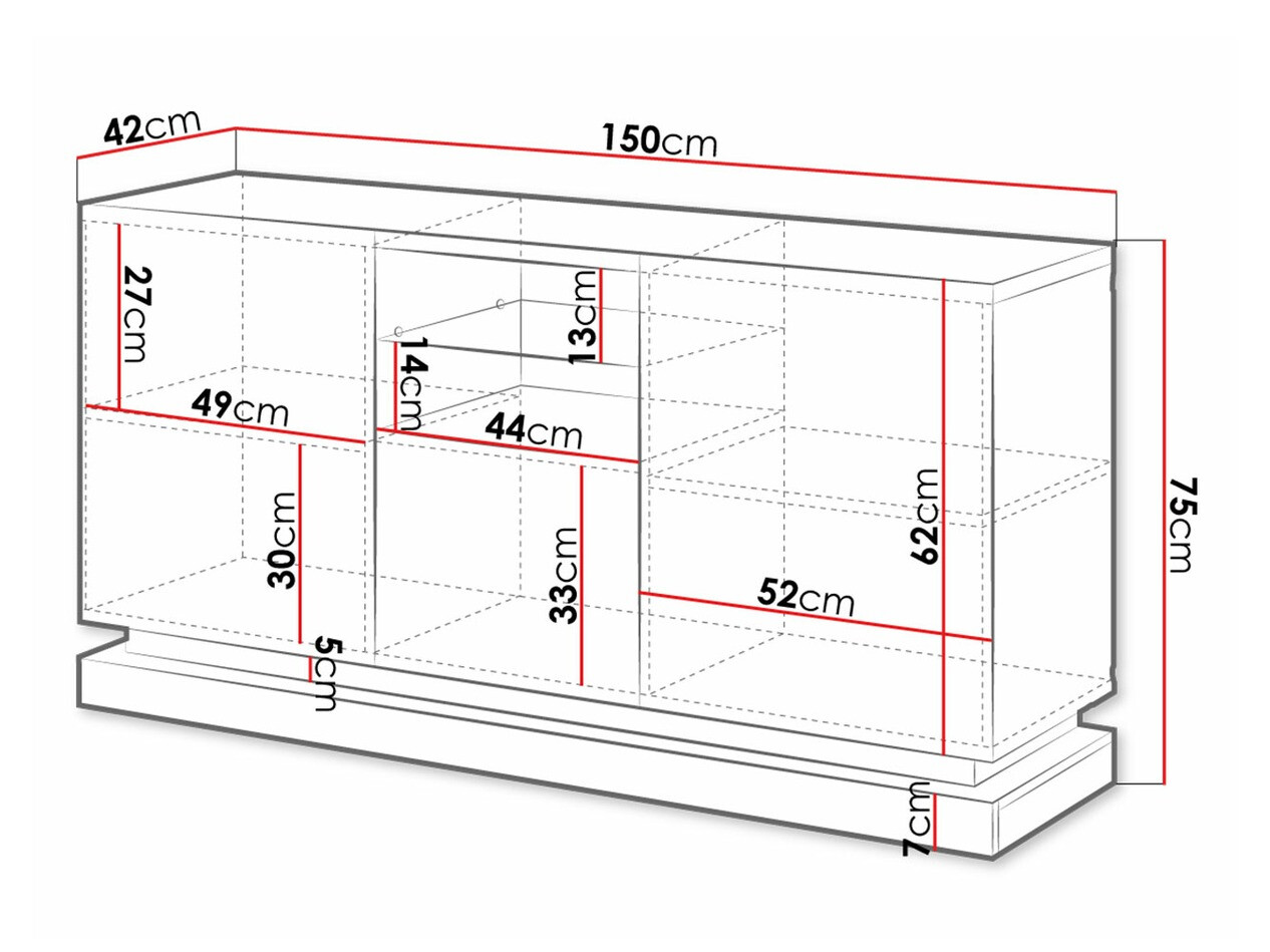 Dressoir Charlotte 186 (Zwart + Glanzend zwart)