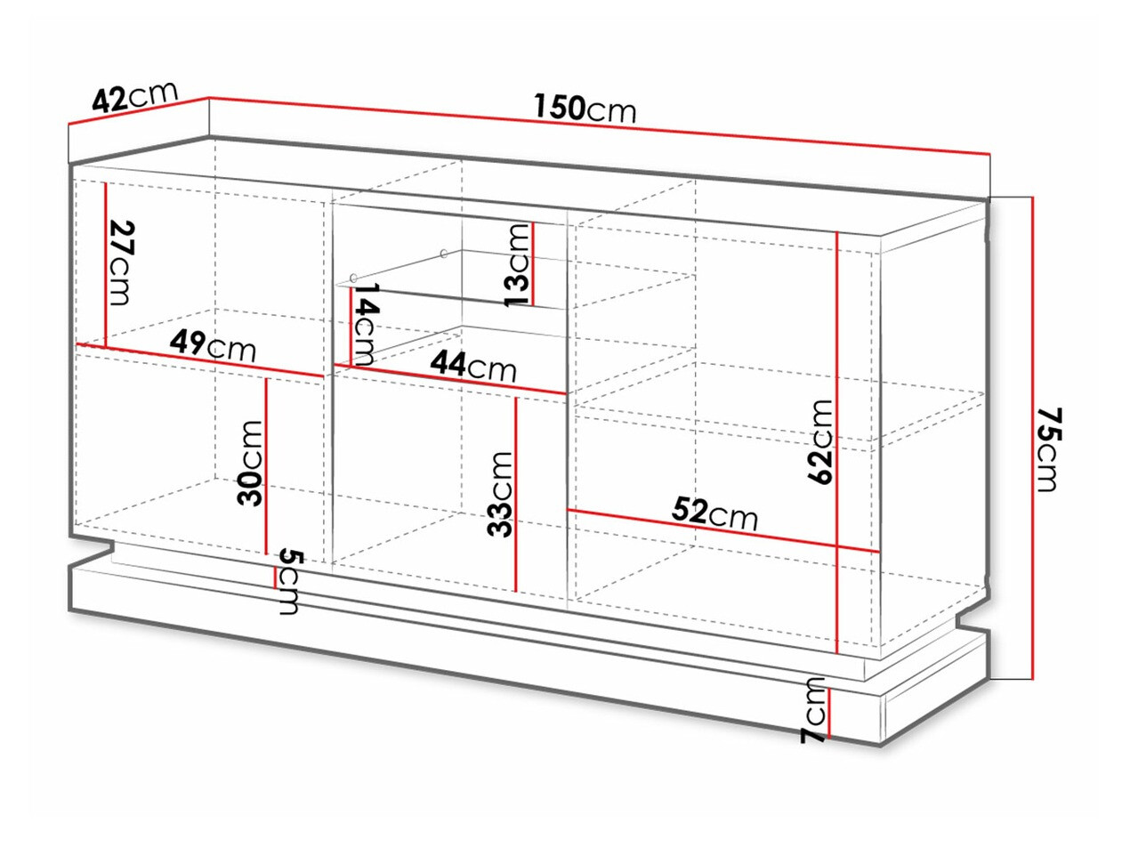 Dressoir Linar (Zwart + Glanzend zwart)