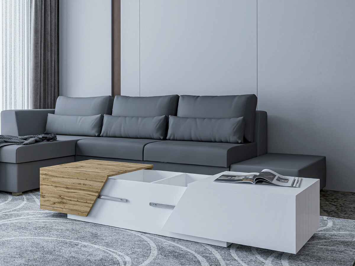 Transformeerbare salontafel Comfivo Daldune (Wotan eik + Wit)