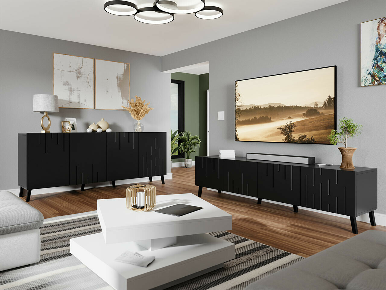 Woonkamerset Comfivo 222 (Zwart)