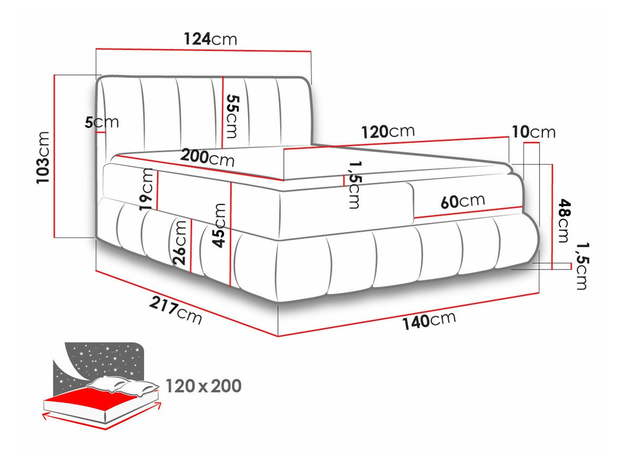 Boxspring Baltimore 152 (Kronos 22)