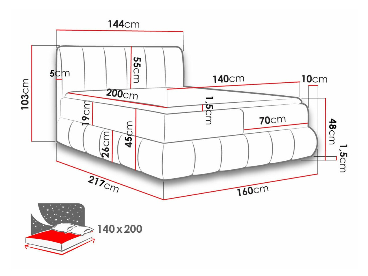 Boxspring Baltimore 152 (Kronos 22)
